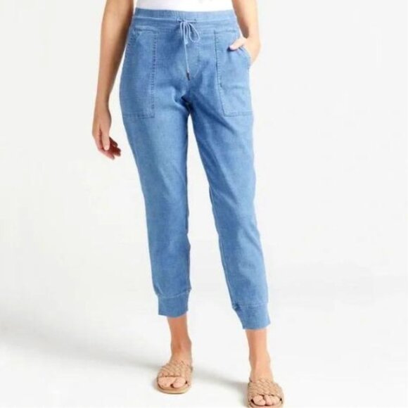 Level 99 Chambray Jogger Pants Stretch Waistband Size M - Picture 1 of 9